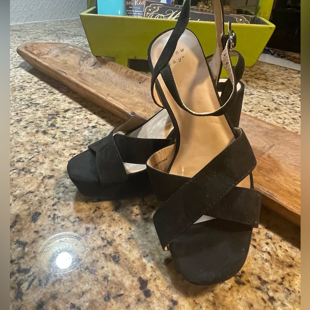 Black Suede chunky heels